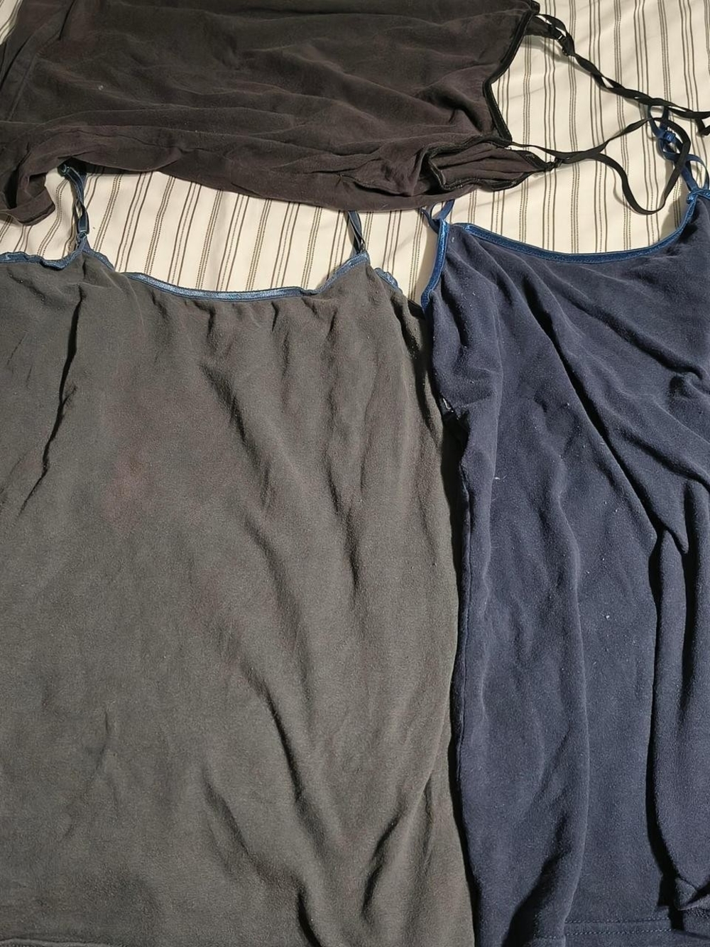 Basic Spaghetti Strap Tank Tops - Brown and Navy